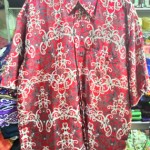 Baju kemeja batik khas kalimantan timur (merah gelap)